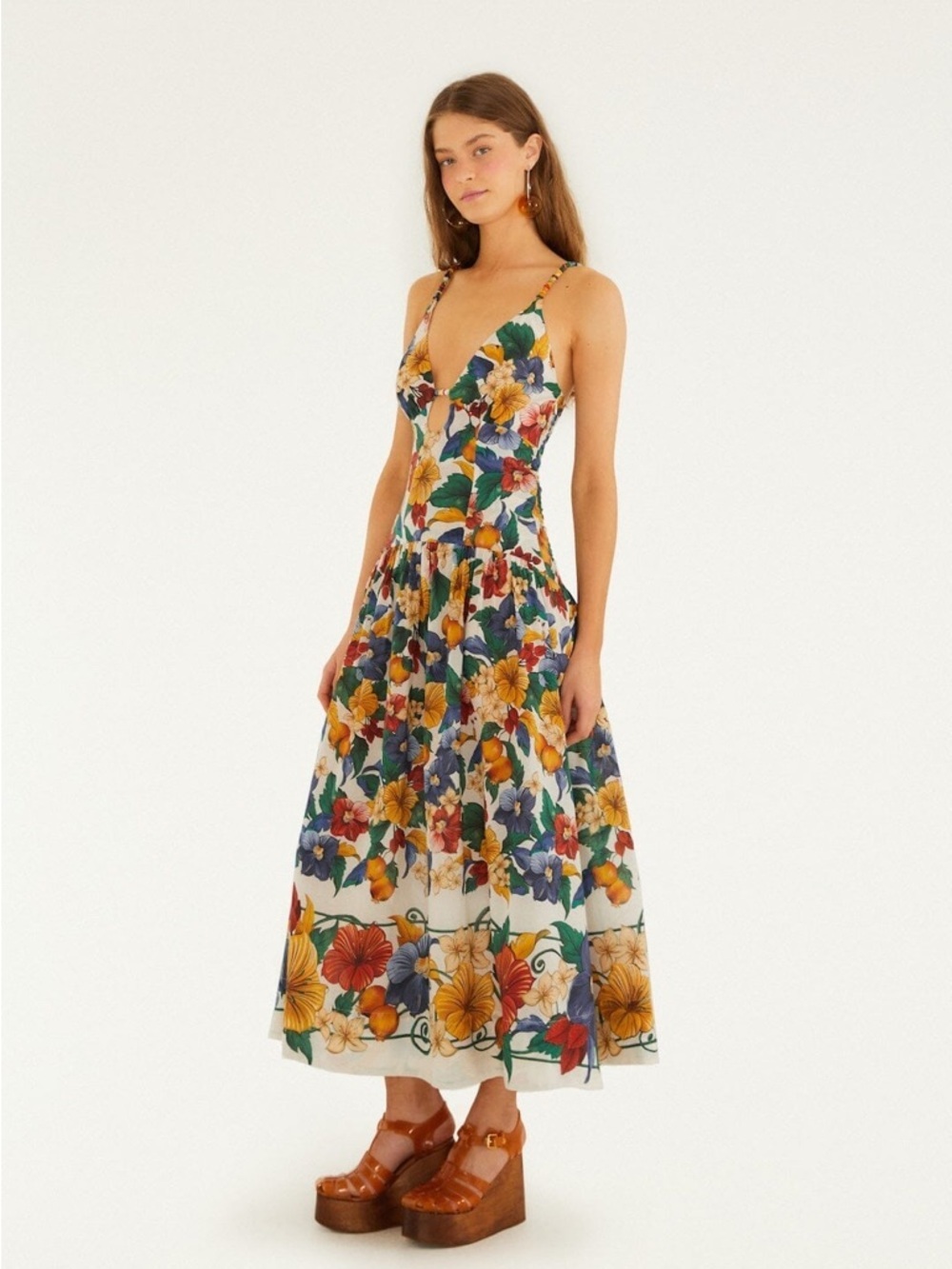 Farm Rio: Off-White Tropi Embroidered Maxi Dress - Picture 2 of 11